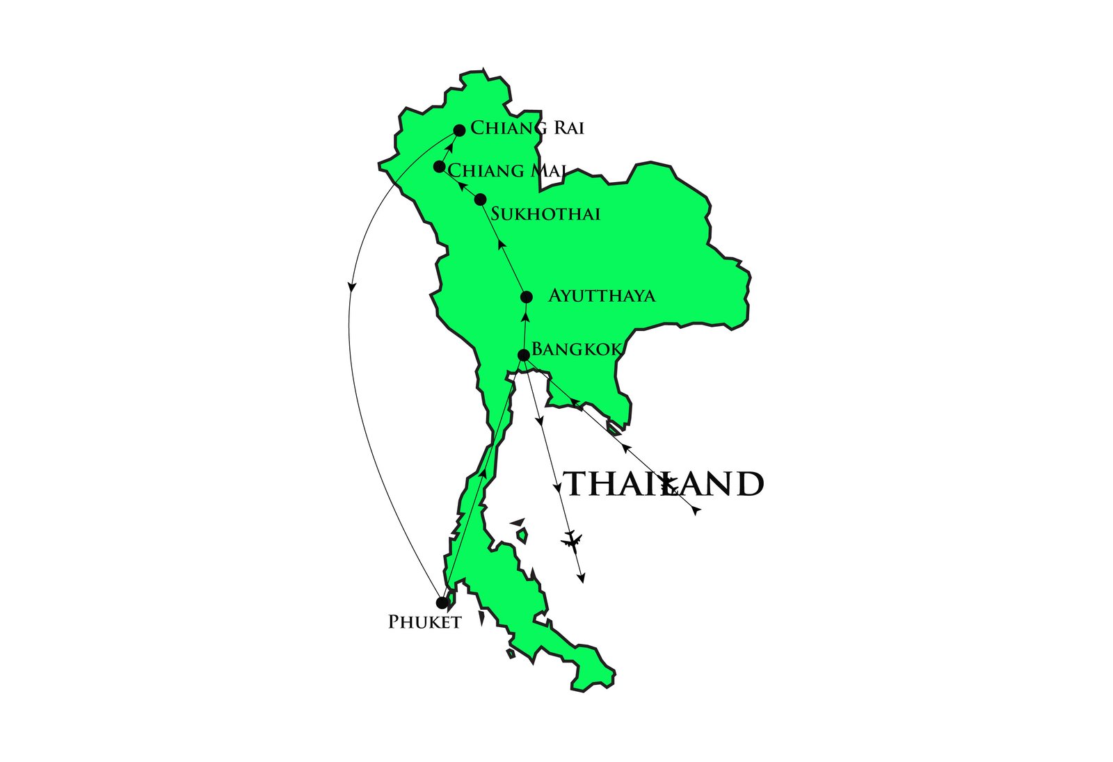 Map of South India itinerary